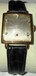 Vintage Benrus Men's Square Gold Watch with Leather Strap