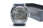 Men's Vintage Skeleton Mechanical Watch with Leather Strap