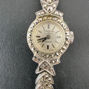 Vintage Valgine Cocktail Watch with Marcasite Silver Tone