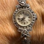 Vintage Valgine Cocktail Watch with Marcasite Silver Tone
