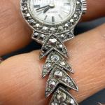 Vintage Valgine Cocktail Watch with Marcasite Silver Tone