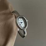 Silver-Tone Oval Bangle Watch - Timeless Vintage Style