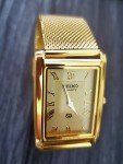 Vintage Tank Watch with Champagne Dial & Milanese Band