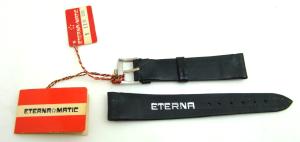 Eterna Vintage Black Leather Watch Strap 17x14mm