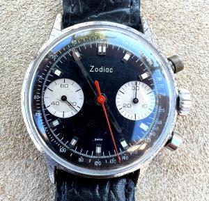 1960s Zodiac Chronograph Reverse Panda Dial Watch