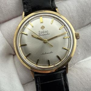 Vintage Zodiac Hermetic Automatic 10k Gold Filled 34mm Case Mens Wristwatch