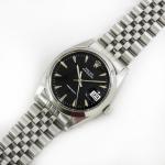 Vintage Rolex Oysterdate Precision Black Dial 34mm Men Steel Watch Ref 6694