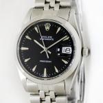 Vintage Rolex Oysterdate Precision Black Dial 34mm Men Steel Watch Ref 6694