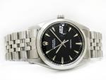 Vintage Rolex Oysterdate Precision Black Dial 34mm Men Steel Watch Ref 6694