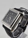 Vtg German Made Jean Muller Reverso Mechanical Dual Dial Flip Case Watch. Runs.