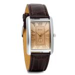 Men's Retro Square Quartz Watch with Brown Strap