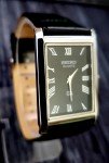 Vintage Men's Tank Dress Watch with Black Leather Band