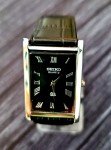 Vintage Men's Tank Dress Watch with Black Leather Band