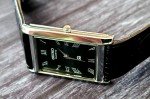 Vintage Men's Tank Dress Watch with Black Leather Band