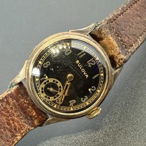 Vintage Bulova Military Watch with Black Dial