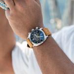 Spinnaker 42mm Hull Chronograph Black Leather Watch