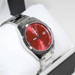 Casio Men's Vintage Red Dial Stainless Steel Watch