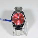 Casio Men's Vintage Red Dial Stainless Steel Watch