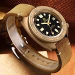 Vintage Bronze Automatic Dive Watch with Leather Strap