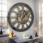 Vintage Industrial Oversized Gear Wall Clock 24