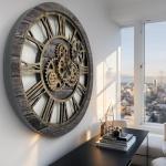 Vintage Industrial Oversized Gear Wall Clock 24