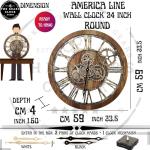 Vintage Industrial Oversized Gear Wall Clock 24