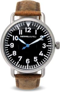 Men's Vintage Pilot Watch - Black Dial, Leather Band