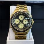 Seiko Flightmaster Chronograph Black Gold Pilot Watch