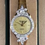 Gold Tone Vintage Helbros Oval Cocktail Watch for Ladies