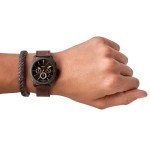 Fossil Machine Dark Brown Watch & Bracelet Set