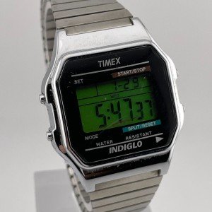 Vintage Timex Digital Chronograph Alarm Watch 34mm