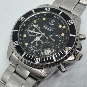 Vintage Del Mar Men's Quartz Watch with Rotating Bezel