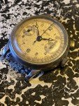 Minerva Stainless Steel Monopusher Chronograph Watch