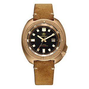 Vintage Bronze Automatic Dive Watch with Leather Strap