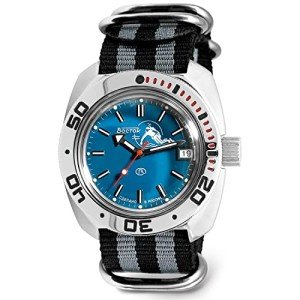 Vostok Amphibia Diver Watch with Black-Gray Strap