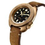 Vintage Bronze Automatic Dive Watch with Leather Strap