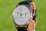 Vintage 18K Solid Gold Chronograph Watch with White Dial