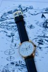 Vintage 18K Solid Gold Chronograph Watch with White Dial