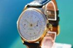 Vintage 18K Solid Gold Chronograph Watch with White Dial
