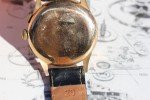 Vintage 18K Solid Gold Chronograph Watch with White Dial
