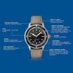 Vintage 1956 Marine Men's Waterproof Watch - Black