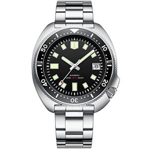 Steeldive Men's 200m Automatic Diver Watch Black Dial