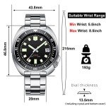 Steeldive Men's 200m Automatic Diver Watch Black Dial