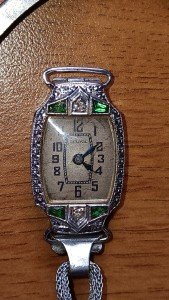 Vintage 14k Gold Art Deco BULOVA Emerald Watch
