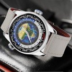 Vintage Dual Crown World Time Enamel Dial Watch