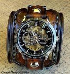 Vintage Steampunk Leather Skeleton Watch for Men