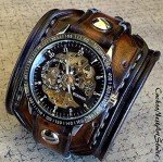 Vintage Steampunk Leather Skeleton Watch for Men