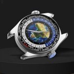 Vintage Dual Crown World Time Enamel Dial Watch