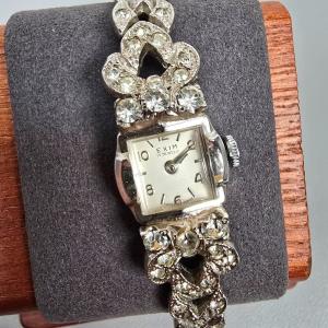 Exim Women's Vintage Cocktail Swiss Watch with Rhinestones