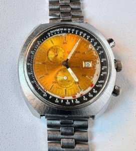 Sicura Vintage Men's Chronograph Watch, Yellow Dial
